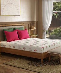 Utsav Printed King Bedsheet Gift Box, Gulchaman Red| 120TC Cotton| 2 Pillow Covers