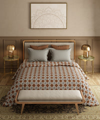 Utsav Printed King Bedsheet Set, Gulnaz Brown| 120TC Cotton| 2 Pillow Covers