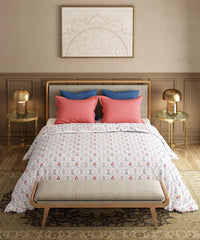 Utsav Printed King Bedsheet Set, Gulnoor Peach| 120TC Cotton| 2 Pillow Covers