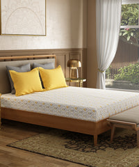 Utsav Printed King Bedsheet Gift Box, Gulnoor Yellow| 120TC Cotton| 2 Pillow Covers