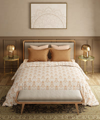 Utsav Printed King Bedsheet Set, Gulrez Brown| 120TC Cotton| 2 Pillow Covers