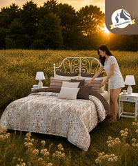 Aroma King Bedsheet Set, Ellen Coffee |180 TC Cotton|2 Pillow Covers