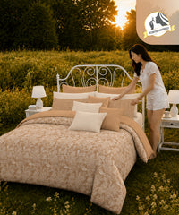 Aroma King Bedsheet Set, Bloom Grain Sandelwood |180 TC Cotton|2 Pillow Covers