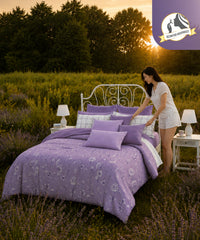 Aroma King Bedsheet Set, Botanical Sketches Lavender |180 TC Cotton|2 Pillow Covers