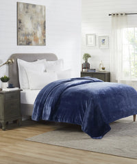 Home Essential Style Me Solid Double Flannel Blanket, Navy|290 Gsm|1.2Kg