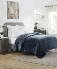 Home Essential Style Me Solid Double Flannel Blanket, Blue|290 Gsm|1.2Kg