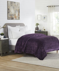 Home Essential Style Me Solid Double Flannel  Blanket,Voilet|290 Gsm|1.2Kg