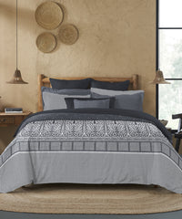 Sanskriti Printed King bedsheet Box, Bidriware Charcoal|180 TC Cotton|2 Pillow Covers