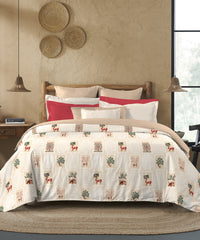 Sanskriti Printed King bedsheet Box, Gond Art Beige|180 TC Cotton|2 Pillow Covers