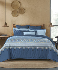 Sanskriti Printed King bedsheet Box, Shisha Bharat Blue|180 TC Cotton|2 Pillow Covers