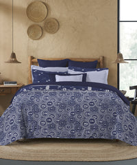 Sanskriti Printed King bedsheet Box, Warli Art Indigo|180 TC Cotton|2 Pillow Covers