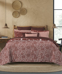 Sanskriti Printed King bedsheet Box, Warli Art Maroon|180 TC Cotton|2 Pillow Covers