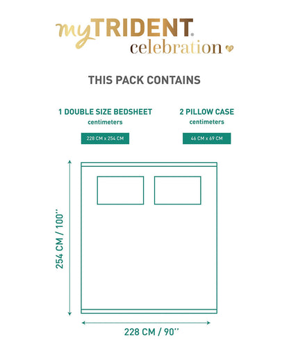 Celebration Queen Bedsheet Set, Saanjh Teal | 144 TC Cotton| 2 Pillow Covers