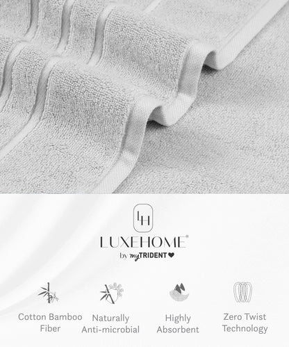 Luxe Home 1Pc Bath Towel, Silver| 600 GSM Cotton Bamboo