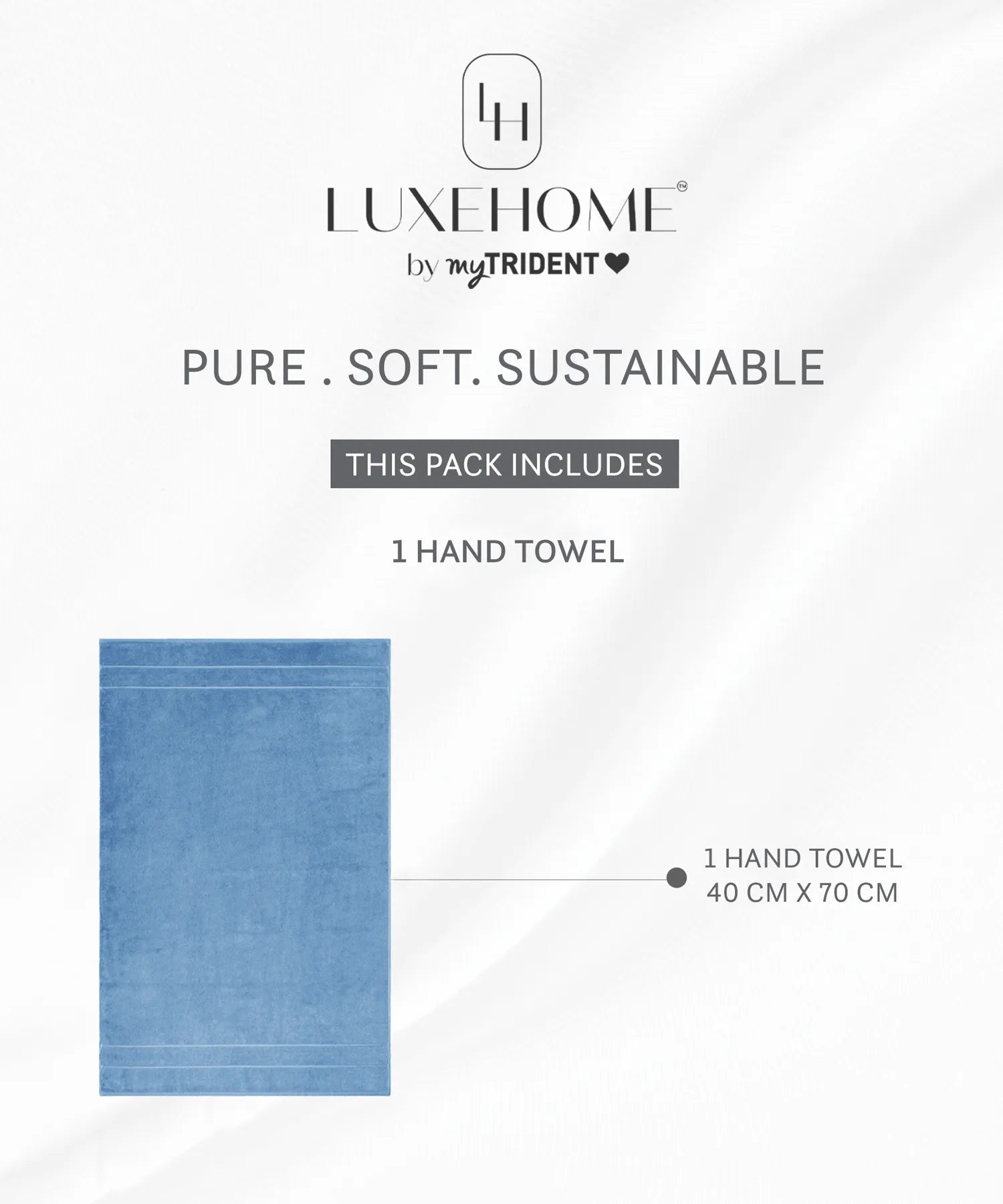 Luxe Home 1Pc Hand Towel, Sea Blue| 600 GSM Cotton Bamboo