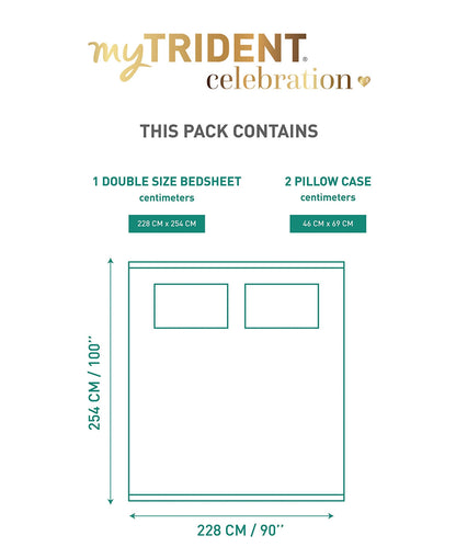 Celebration Queen Bedsheet Set, Mehira Grey | 144 TC Cotton| 2 Pillow Covers