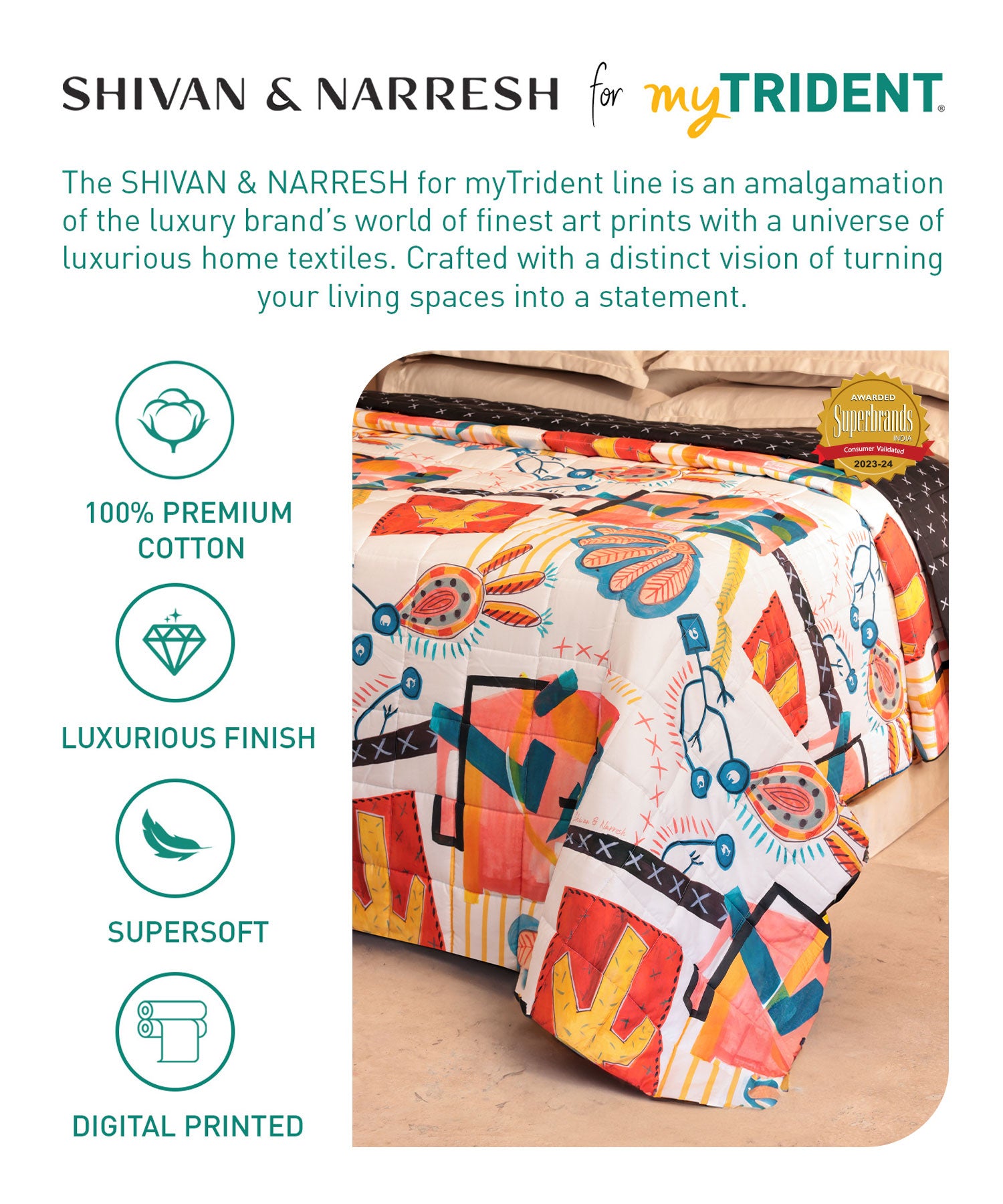 Shivan & Narresh for myTrident King Comforter, 400TC, SUROCCO