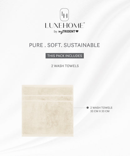 Luxe Home 2Pc Face Towel, Lamb's Wool| 600 GSM Cotton Bamboo