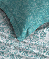 Urban Comfort Queen Bedsheet Set, Juliet Blue |144 TC Cotton| 2 Pillow Covers