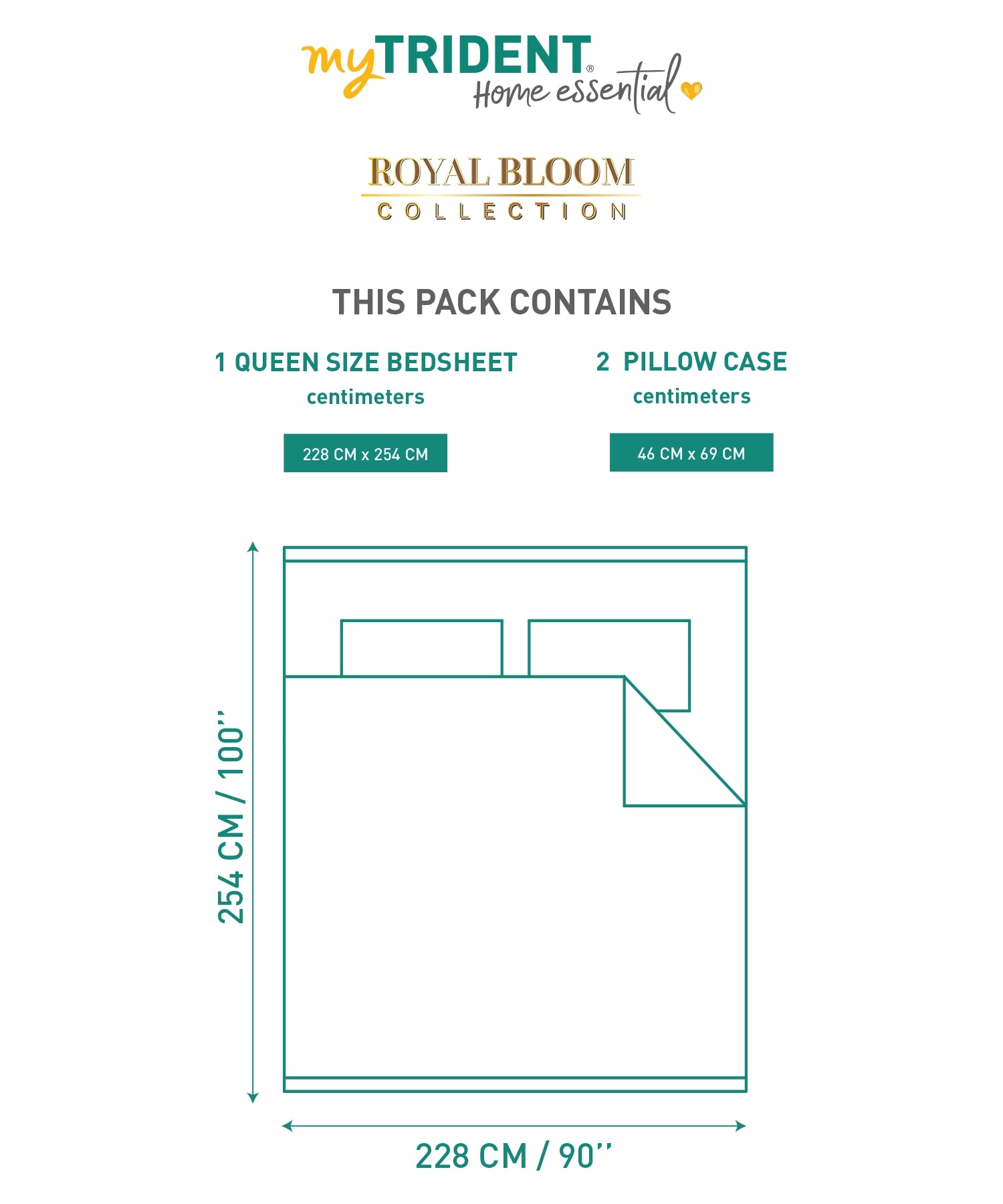 Home Essential Royal Bloom Queen Bedsheet Set, Mirabella Ochre | 144TC Cotton| 2 Pillow Covers