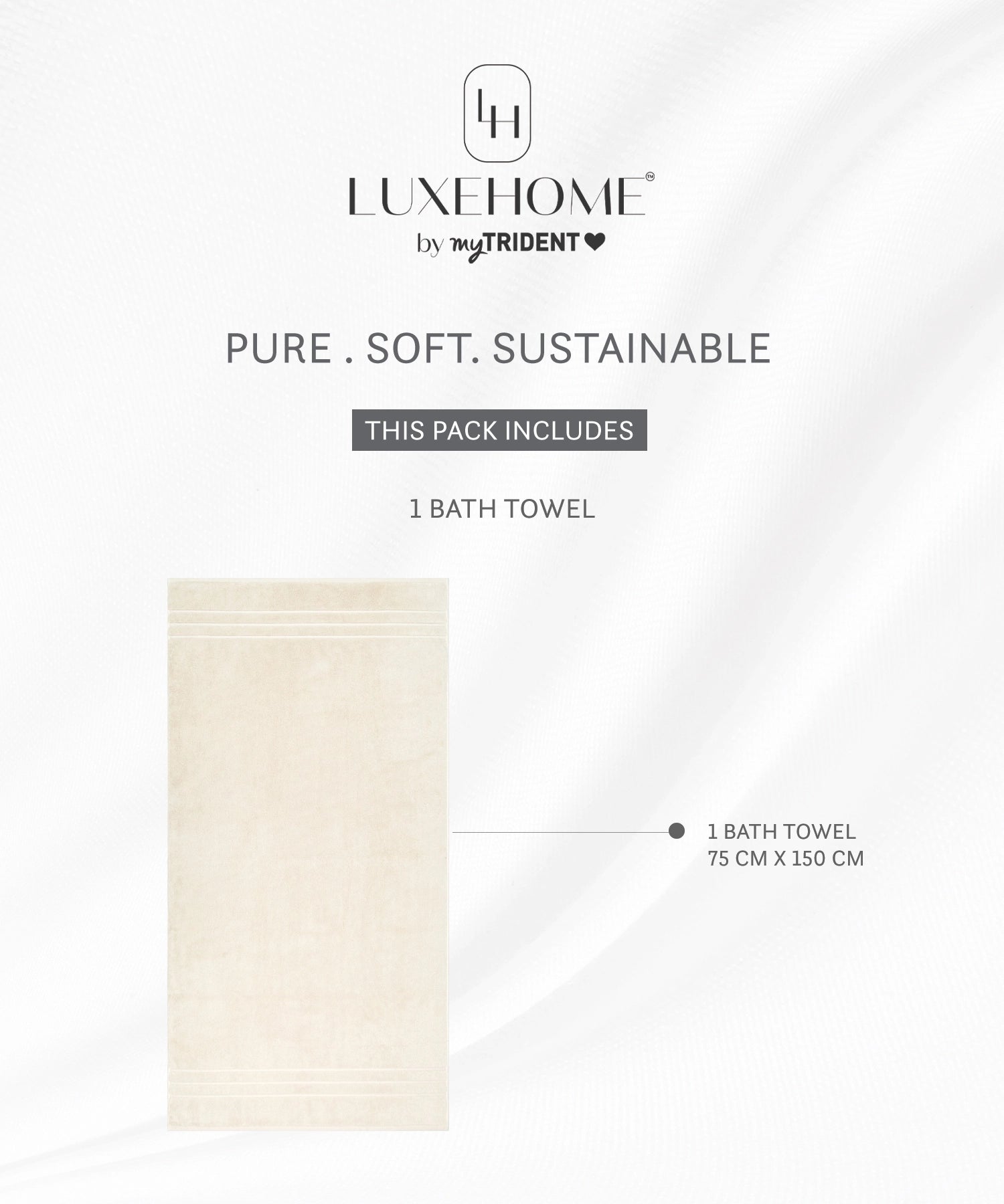 Luxe Home 1Pc Bath Towel, Lamb's Wool| 600 GSM Cotton Bamboo