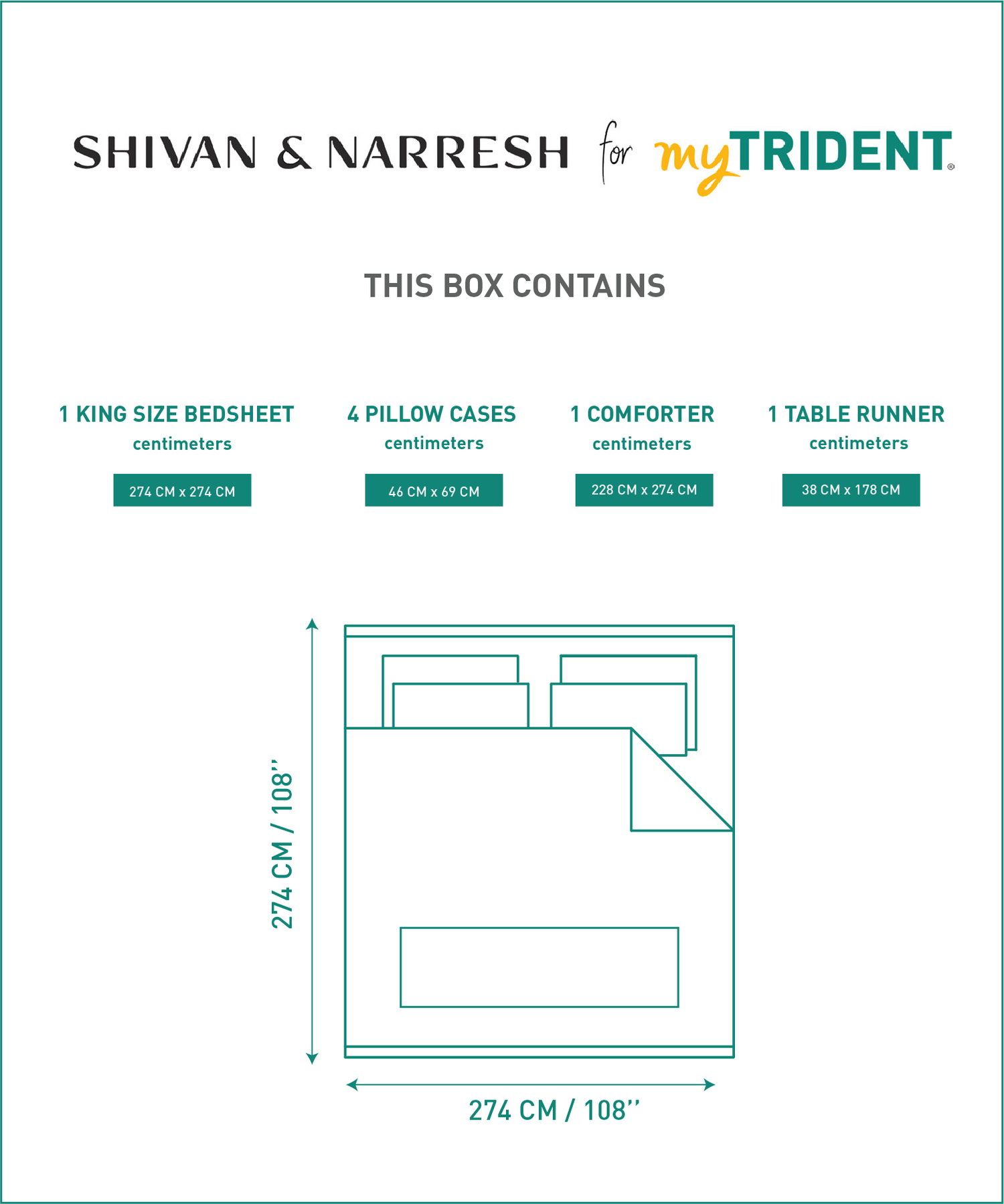 Shivan & Narresh for myTrident King Trousseau Set, 400 TC, MORNING CALM