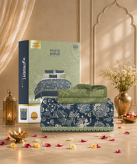 Road To Jaipur King Bedsheet Set, CHAAP RANG |210 TC Cotton |2 Pillow Covers
