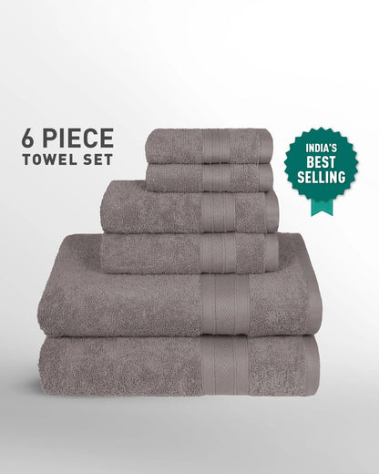 Soft Comfort, 6Pc Set,Air Rich Technology Towel Set , 509 GSM,Charcoal