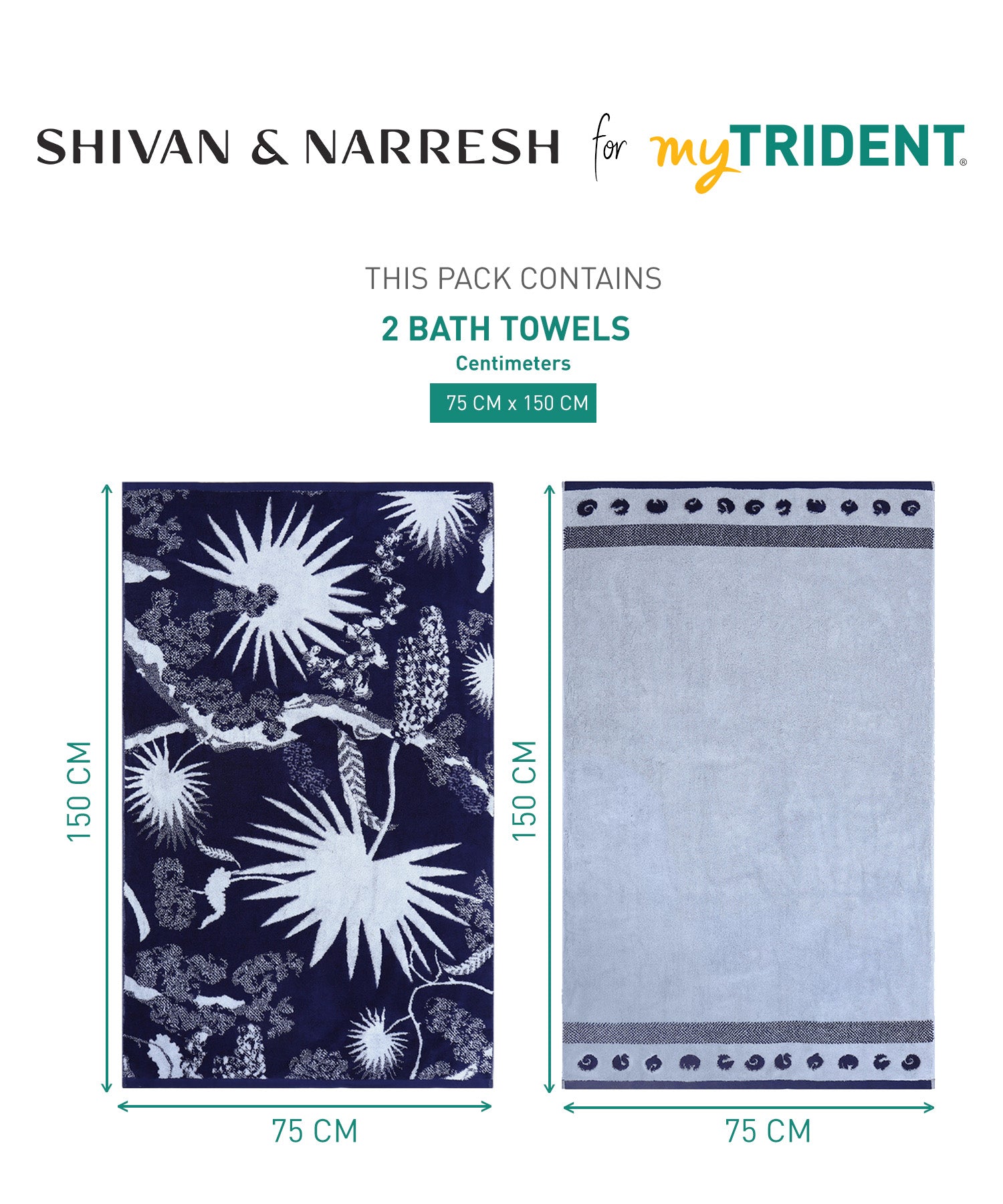 Shivan & Narresh for myTrident 2Pc Bath Towel, Super Soft, Extra Bounce, IZU JUNO