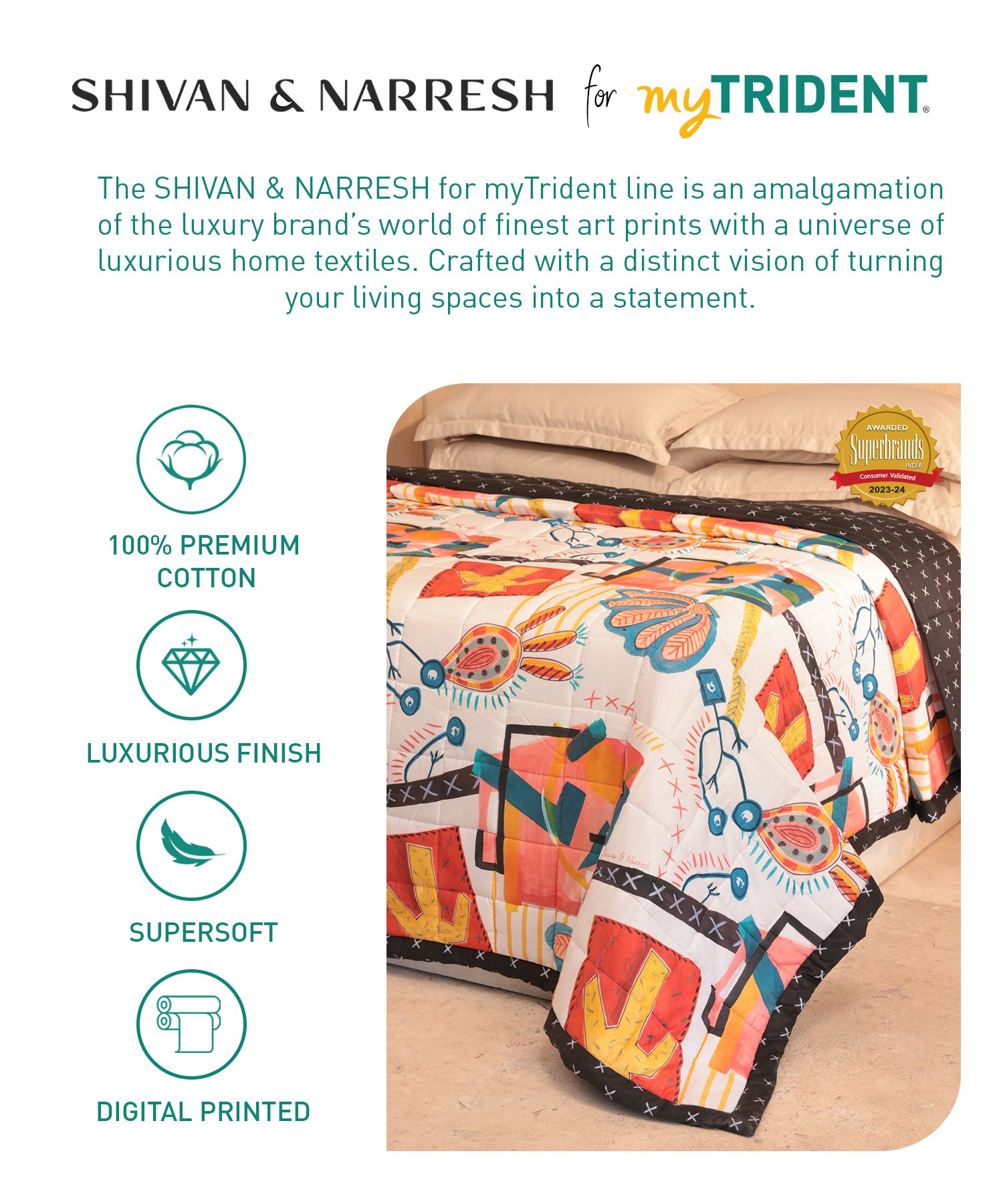 Shivan & Narresh for myTrident King Comforter, 400TC, SUROCCO