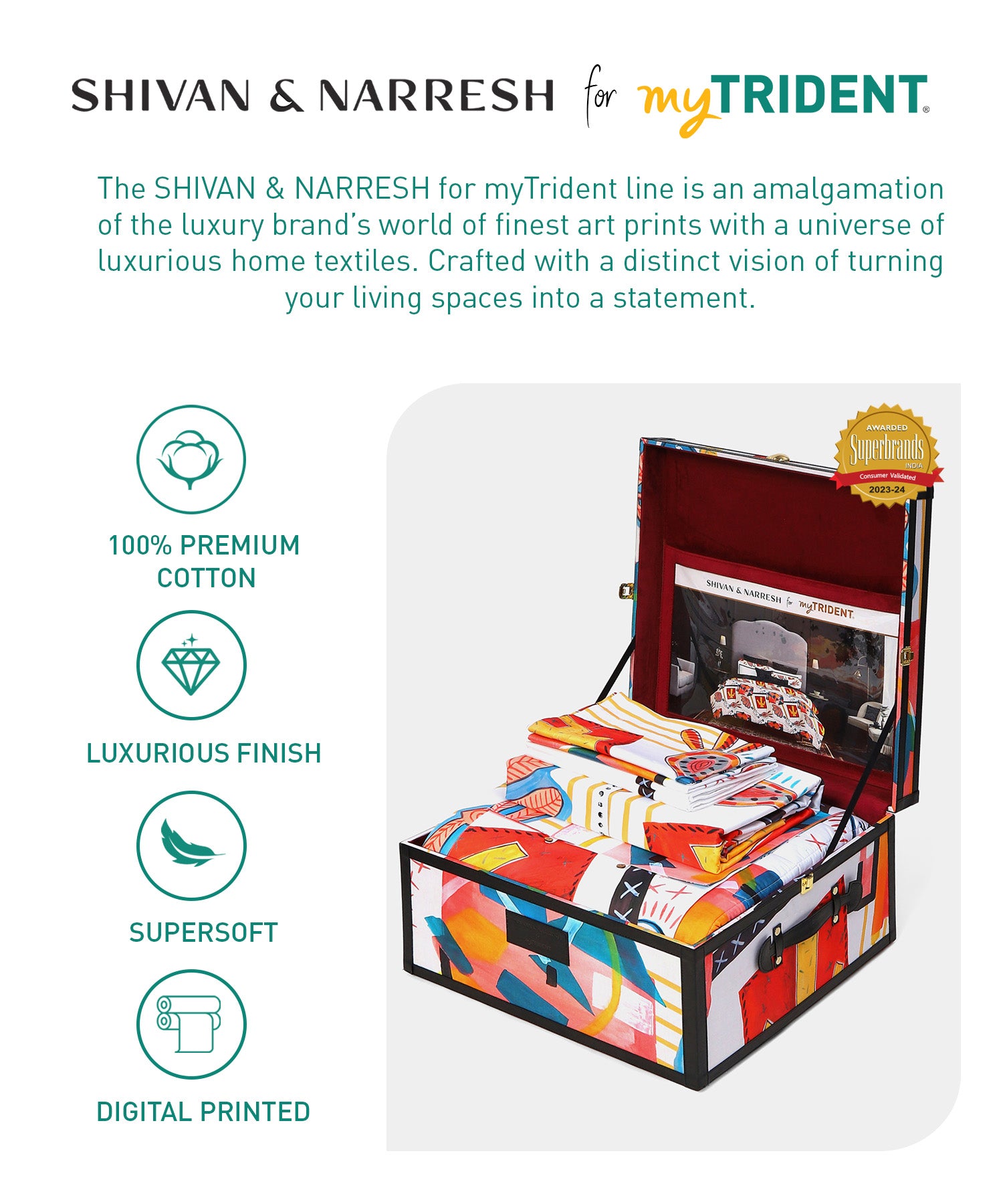 Shivan & Narresh Trousseau Set, Surocco|400 TC Cotton Poly|7 Pc