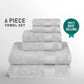 Soft Comfort, 6Pc Set,Air Rich Technology Towel Set , 509 GSM,Silver
