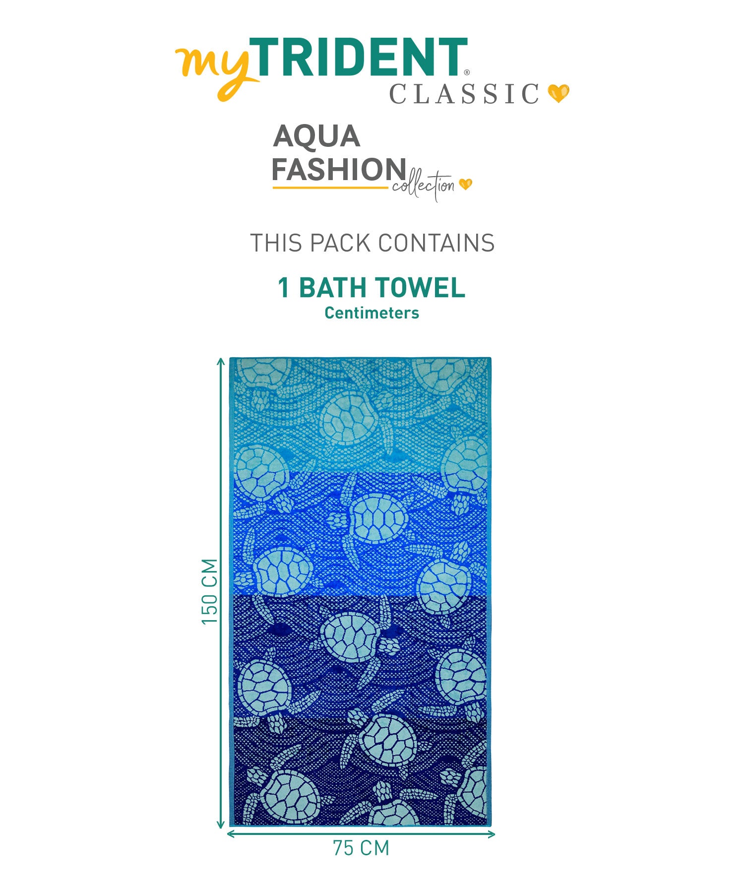 CLASSIC AQUA FASHION TOWEL,100% Premium Cotton,Sheared Velvet Touch, TURTLE SWIM