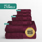 Soft Comfort 6Pc Towel Set, Red Wine|509 GSM Cotton|Air Rich Technology