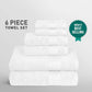 Soft Comfort, 6Pc Set,Air Rich Technology Towel Set , 509 GSM,White