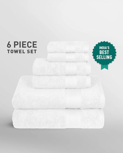 Soft Comfort, 6Pc Set,Air Rich Technology Towel Set , 509 GSM,White
