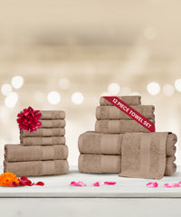 Soft Comfort 12Pc Towel Set, Acron|509 GSM Cotton|Air Rich Technology