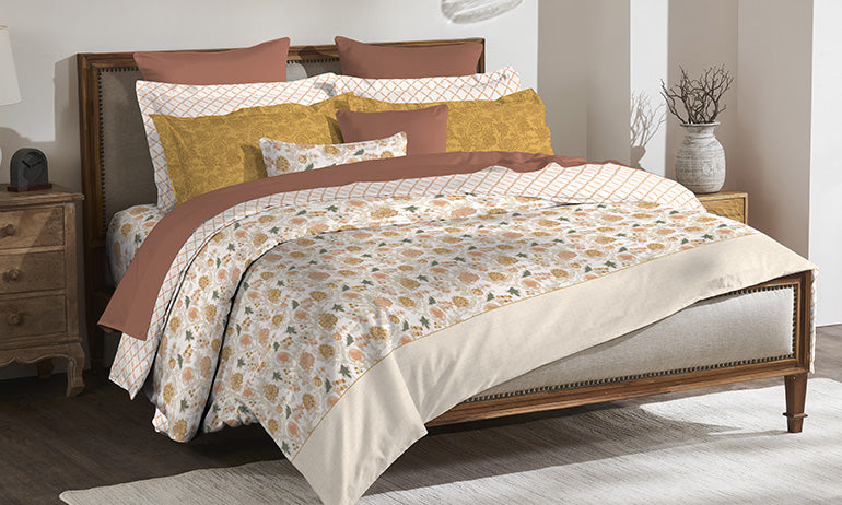 Road To Jaipur Double Duvet Set, Bagru|210 TC Cotton| 6 Pc Set