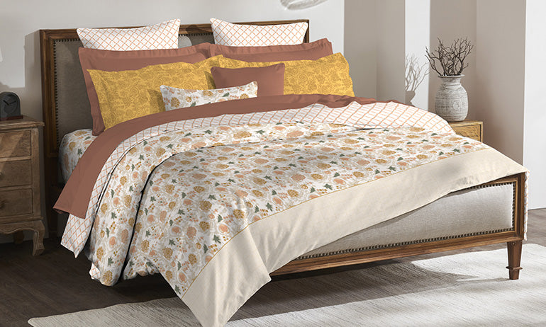 Road To Jaipur  Bedding Set, Bagru| 210 TC|4 Pc Set