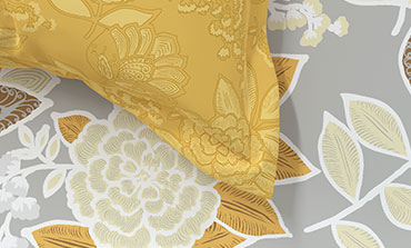 Home Essential King Printed Bedsheet, 144TC, 100% Cotton-Saher Yellow