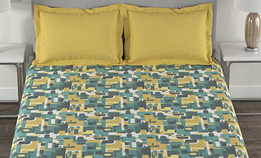 Epitome Fractal Queen Bedsheet With 2 Pillow Cover, 144TC, 100% Cotton, Yellow