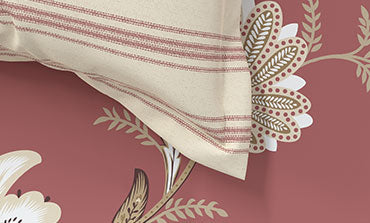 Home Essential King Printed Bedsheet, 144TC, 100% Cotton-Yasmin Red