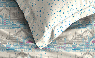 Atulaya Bharat King Bedsheet Set, Muskuraiye Aap Lucknow|144 TC Cotton|2 Pillow Covers