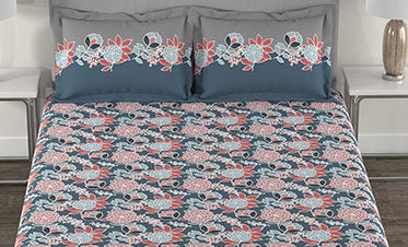 Epitome Queen Bedsheet Set, Adele|144TC Cotton| 2 Pillow Covers