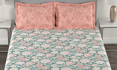 Epitome Bagh Queen Bedsheet With 2 Pillow Cover, 144TC, 100% Cotton, Green