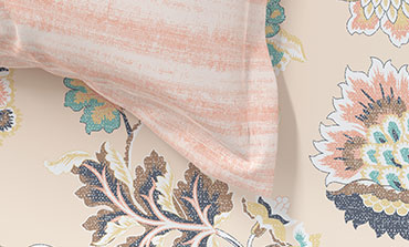 Home Essential King Printed Bedsheet, 144TC, 100% Cotton-Nayra Peach