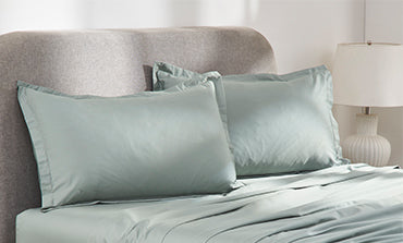 Indulgence Solid King Bedsheet, Teal- Mist |300 TC Cotton|2 Pillow Covers|Thermal Regulation