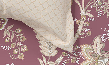 Home Essential King Printed Bedsheet, 144TC, 100% Cotton-Elaila Mauve