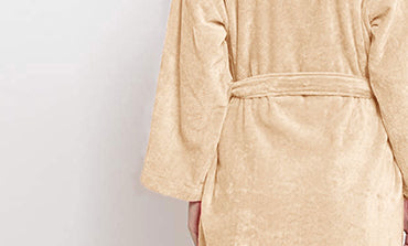 Classic Unisex Medium Bathrobe, Bleached Sand| 300 GSM Cotton| Velvet Touch
