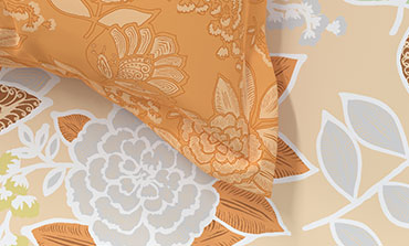 Home Essential King Printed Bedsheet, 144TC, 100% Cotton-Saher Orange